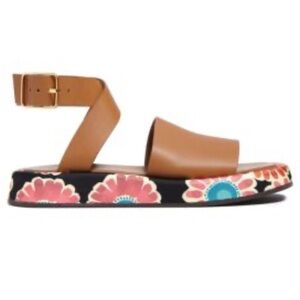 LA DoubleJ Brown and Pink Floral Sandals